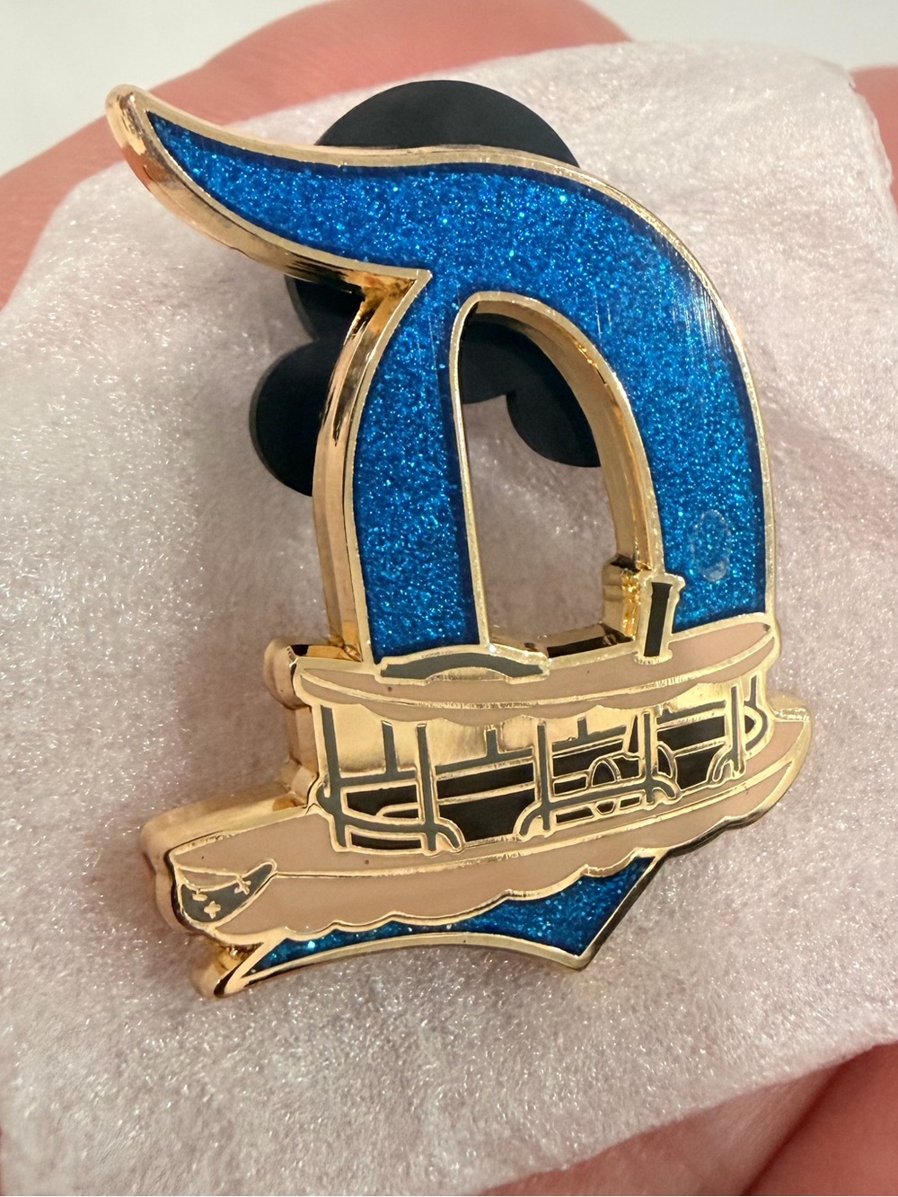 Key To Disneyland 70th Key and Gold Trim Blue Glitter Pin       Jungle Cruise